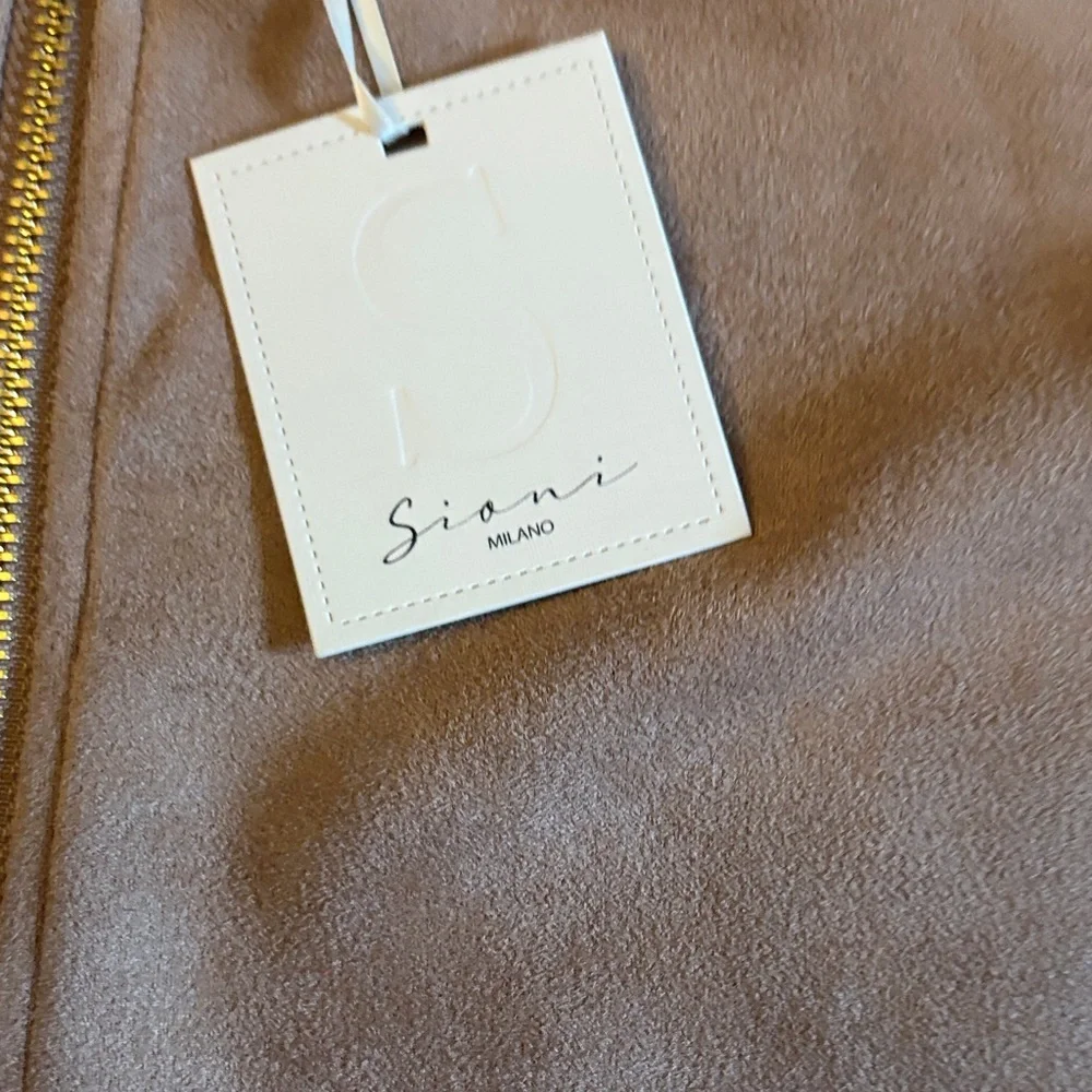 Sioni Beige Bomber Jacket with Mesh Sleeves - Picture 3 of 3